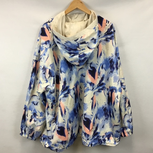 Lane Bryant LIVI Full Zip Hooded Woven Jacket Abstract Blue Sporty Size 26/28 - Picture 5 of 12